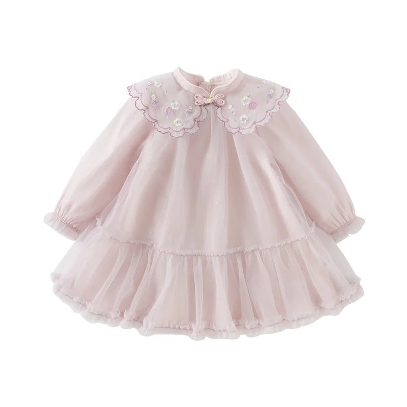 Girls Mesh Embroidered Princess Dress