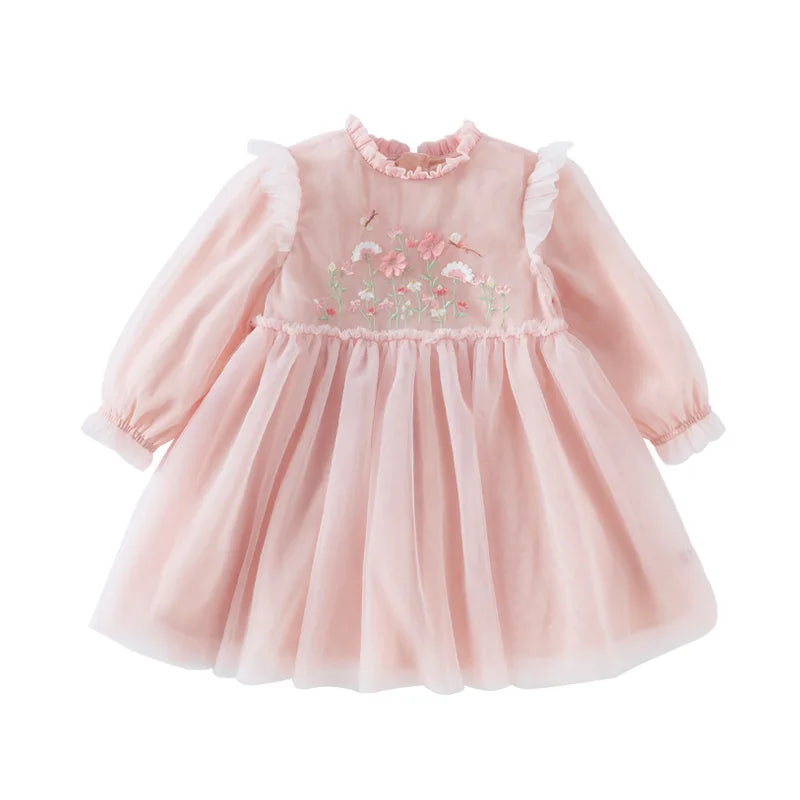 Girls Floral Mesh Party Dress