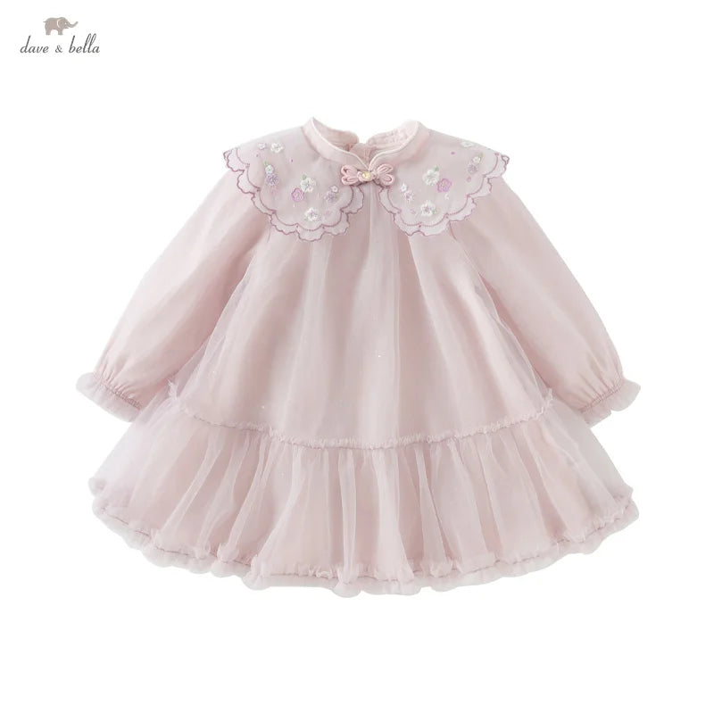 Girls Mesh Embroidered Princess Dress