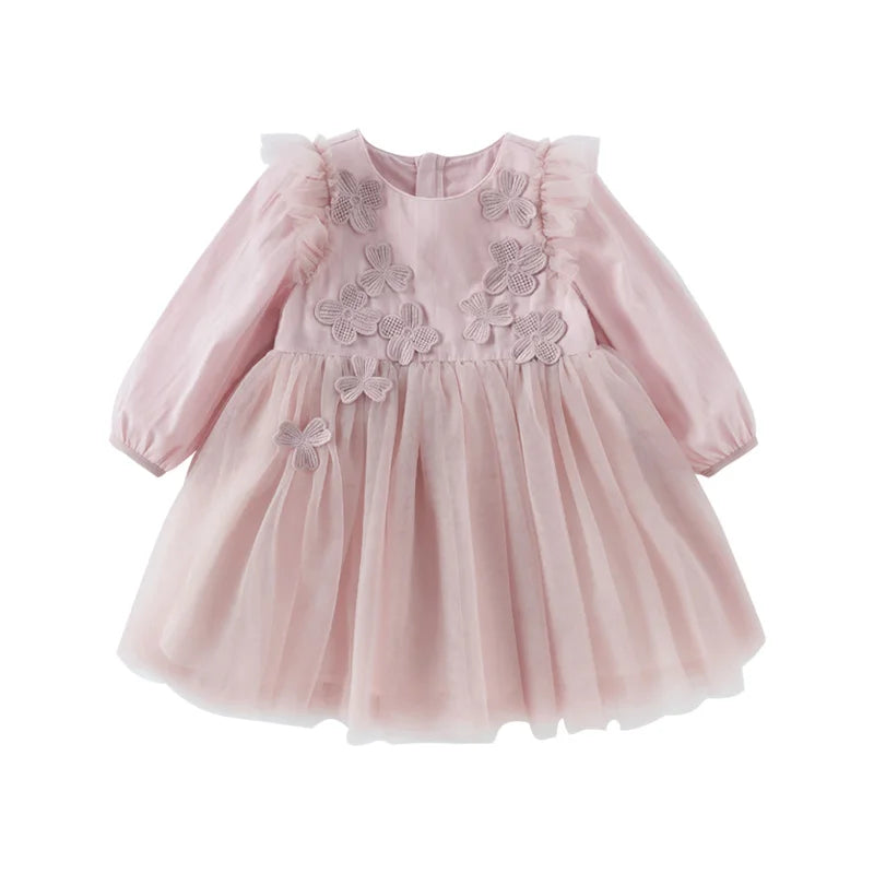 Girls Floral Mesh Princess Dress