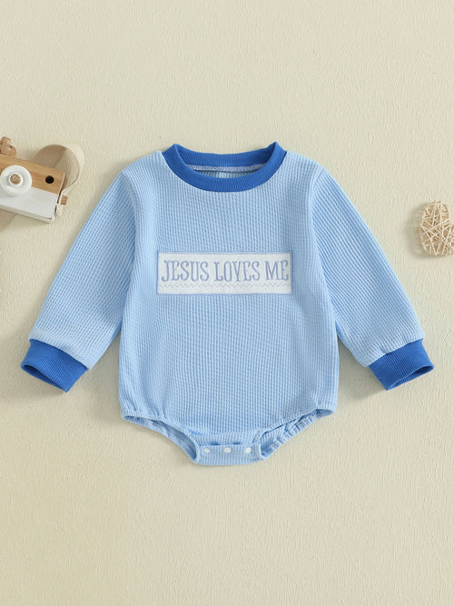 Baby Jesus Embroidered Fall Romper