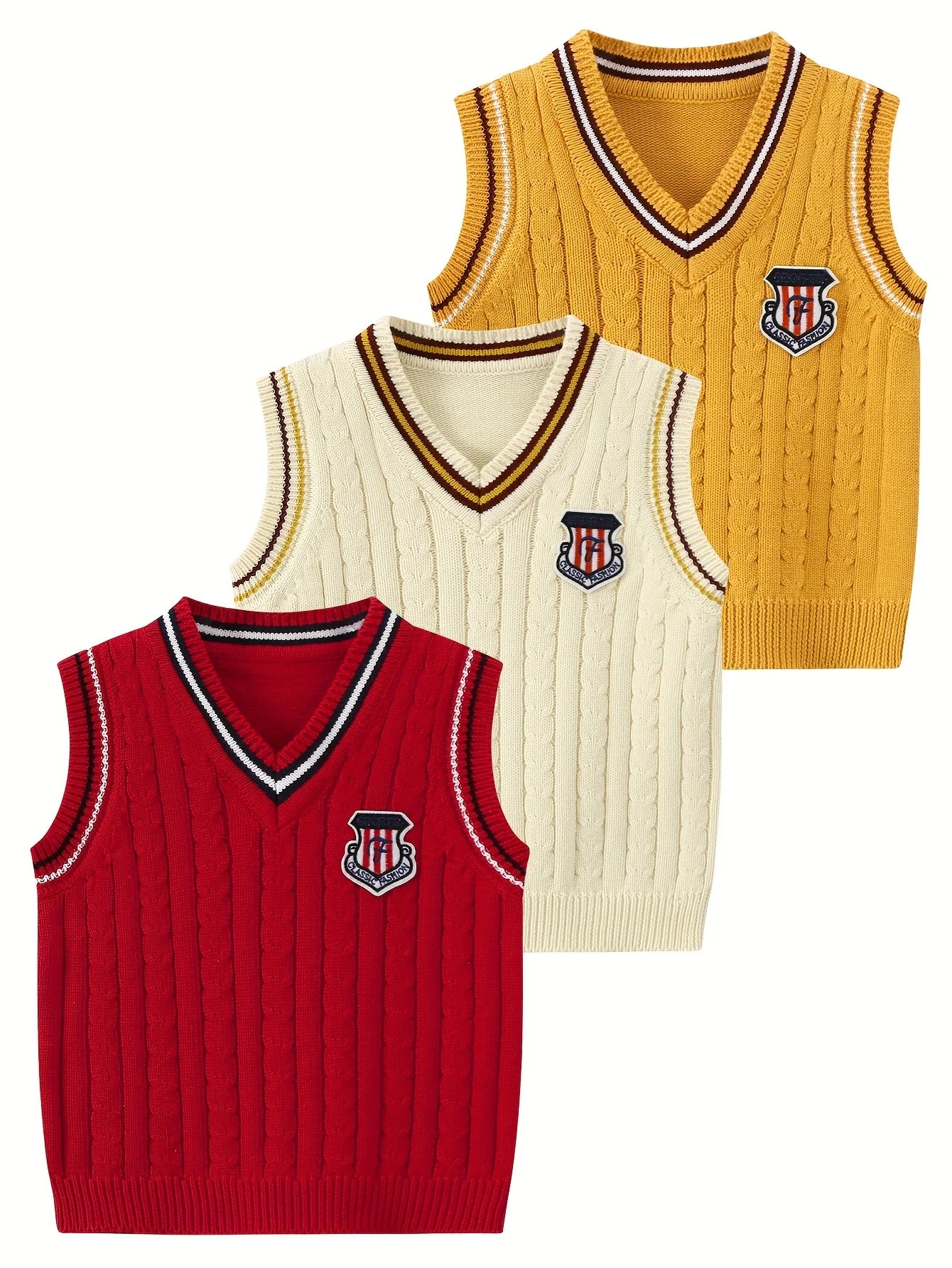 Kids Knit Sweater Vest Set (3-Pack)