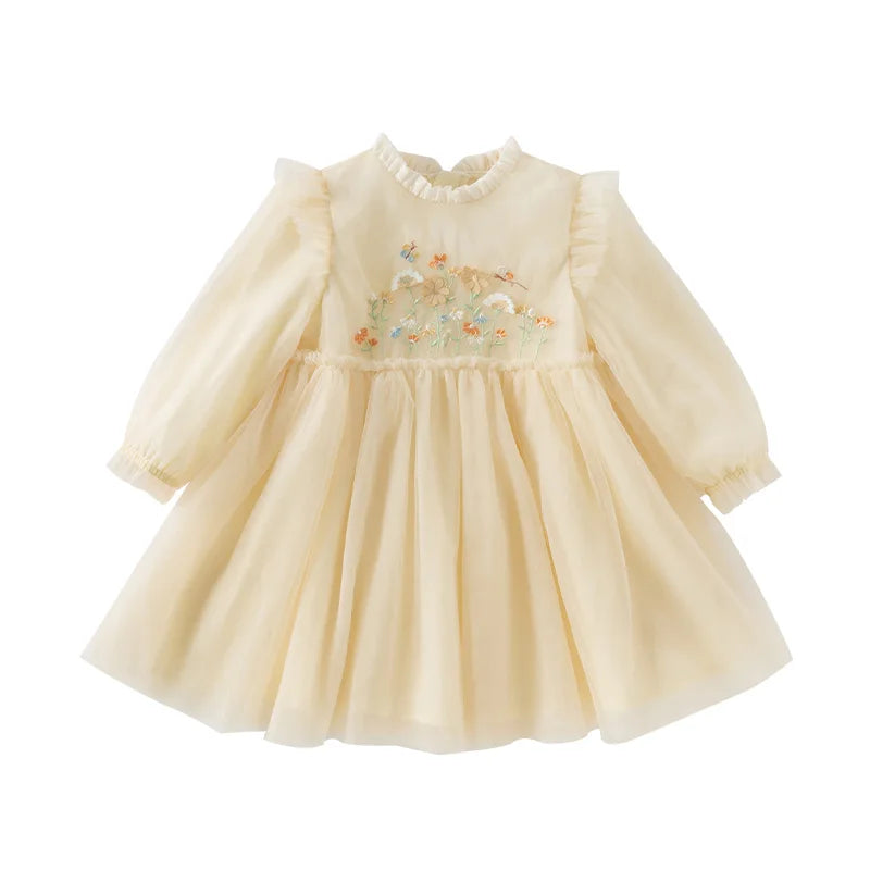 Girls Floral Mesh Party Dress